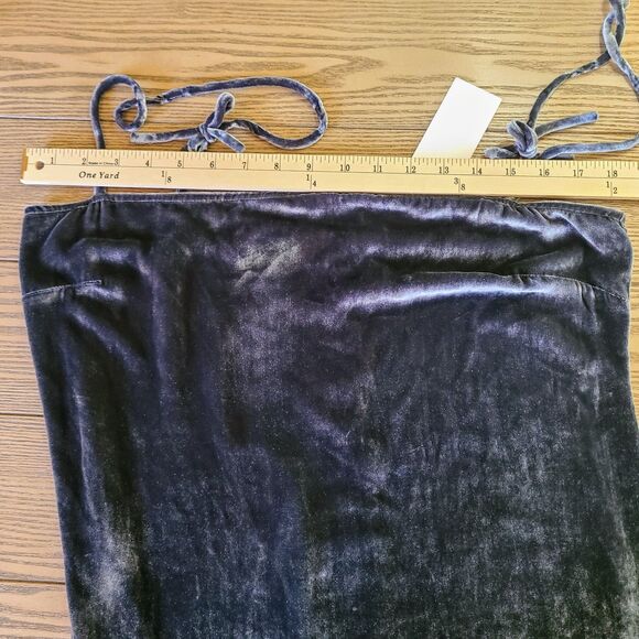 NEW Reformation Dress L Gray Velvet Spaghetti Straps Front Slit Sheath - Picture 8 of 10